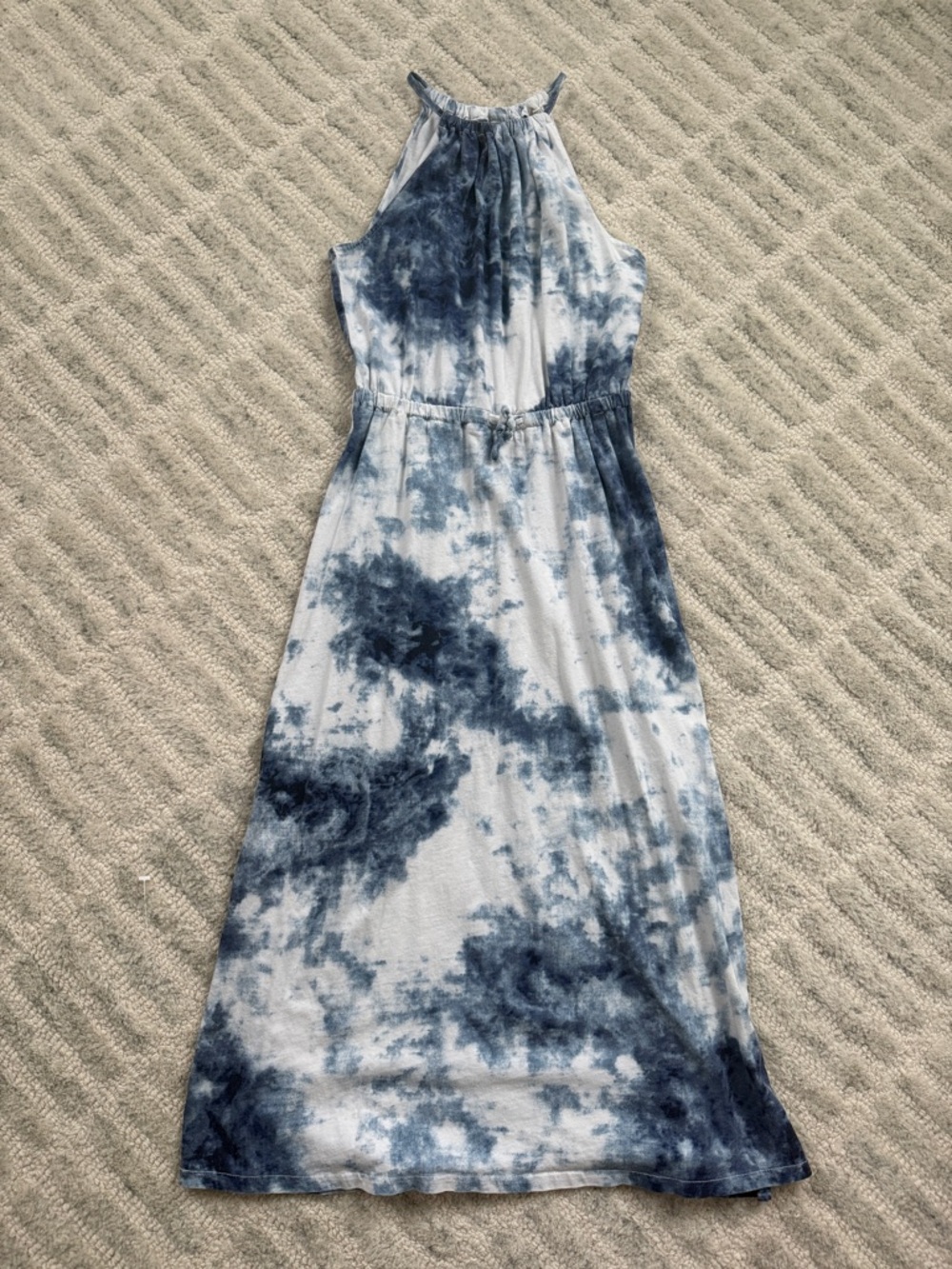 Girls Polo by Ralph Lauren Blue and White Tie-Dye Halter Maxi Dress